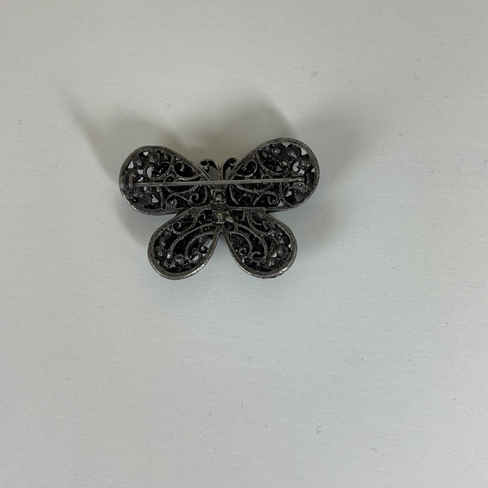Blue Rhinestone Butterfly Pin - Picture 2 of 4